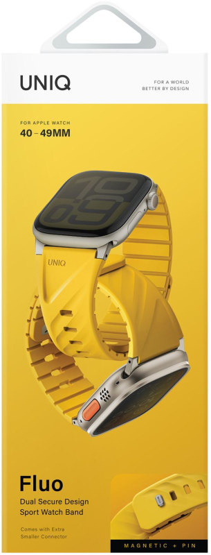 Ремешок Uniq для Apple Watch 49-40 mm FLUO Silicone Rubber Golden Yellow
